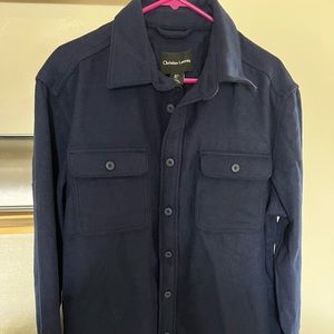 Christian Lacroix Men’s shirt jacket overshirt wool blend navy size Large